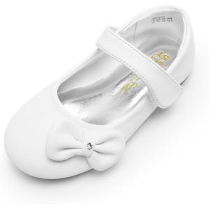 image:imageDREAM PAIRS Toddler Girls Dress Shoes Mary Jane Flats Girls School Uniform Flats Bow Ballerina ShoesWhitepu