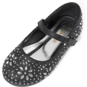 image:imageDREAM PAIRS Toddler Girls Dress Shoes Mary Jane Rhinestone Ballerina Flat for Party Birthday Performance WeddingBlack