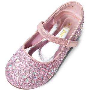 image:imageDREAM PAIRS Toddler Girls Dress Shoes Mary Jane Rhinestone Ballerina Flat for Party Birthday Performance WeddingPink