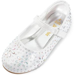image:imageDREAM PAIRS Toddler Girls Dress Shoes Mary Jane Rhinestone Ballerina Flat for Party Birthday Performance WeddingWhite