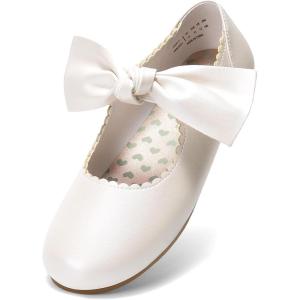image:imageDream Pairs Girls Ballerina Flats Mary Jane Front Bow Dress ShoesIvoryPu