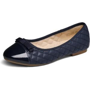 image:imageDream Pairs Girls Dress Shoes Flower Girl Slipon Bow Ballet Flats for Wedding Party School Little KidBig KidNavyBlue