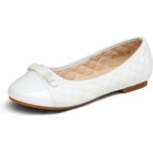 image:imageDream Pairs Girls Dress Shoes Flower Girl Slipon Bow Ballet Flats for Wedding Party School Little KidBig KidWhite