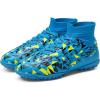 image:imageDREAM PAIRS Boys Girls Indoor Soccer Shoes High Top Football Turf Futsal Shoes for LittleBig KidBlue