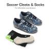 image:imageDREAM PAIRS Boys Girls Soccer Cleats Youth Firm Groud Athletic Outdoor Trainning Football Shoes with Soccer SocksDarkGreyRoyalBlue