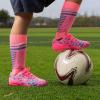 image:imageDREAM PAIRS Boys Girls Soccer Cleats Youth Firm Groud Athletic Outdoor Trainning Football Shoes with Soccer SocksHot PinkBlue