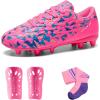 image:imageDREAM PAIRS Boys Girls Soccer Cleats Youth Firm Groud Athletic Outdoor Trainning Football Shoes with Soccer SocksHot PinkBlue