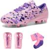 image:imageDREAM PAIRS Boys Girls Soccer Cleats Youth Firm Groud Athletic Outdoor Trainning Football Shoes with Soccer SocksPinkLight Purple