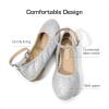 image:imageDREAM PAIRS Girls Dress Shoes Girls Ballerina Flat Ankle Strap Ballet Flats ToddlerLittle KidBig KidSilverGlitter