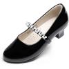 image:imageDREAM PAIRS Girls Dress Shoes Low Heels for Little Big Girl Mary Jane Shoes with Pearl Rhinestones Flower Girl Pumps Princess Wedding PartyBlackpat