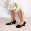 image:imageDREAM PAIRS Girls Dress Shoes Low Heels for Little Big Girl Mary Jane Shoes with Pearl Rhinestones Flower Girl Pumps Princess Wedding PartyBlackpat