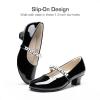 image:imageDREAM PAIRS Girls Dress Shoes Low Heels for Little Big Girl Mary Jane Shoes with Pearl Rhinestones Flower Girl Pumps Princess Wedding PartyBlackpat