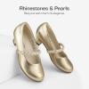 image:imageDREAM PAIRS Girls Dress Shoes Low Heels for Little Big Girl Mary Jane Shoes with Pearl Rhinestones Flower Girl Pumps Princess Wedding PartyGold