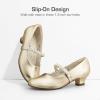 image:imageDREAM PAIRS Girls Dress Shoes Low Heels for Little Big Girl Mary Jane Shoes with Pearl Rhinestones Flower Girl Pumps Princess Wedding PartyGold