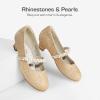 image:imageDREAM PAIRS Girls Dress Shoes Low Heels for Little Big Girl Mary Jane Shoes with Pearl Rhinestones Flower Girl Pumps Princess Wedding PartyGoldglitter