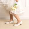 image:imageDREAM PAIRS Girls Dress Shoes Low Heels for Little Big Girl Mary Jane Shoes with Pearl Rhinestones Flower Girl Pumps Princess Wedding PartyIvoryPu