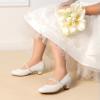 image:imageDREAM PAIRS Girls Dress Shoes Low Heels for Little Big Girl Mary Jane Shoes with Pearl Rhinestones Flower Girl Pumps Princess Wedding PartyIvoryPu