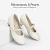 image:imageDREAM PAIRS Girls Dress Shoes Low Heels for Little Big Girl Mary Jane Shoes with Pearl Rhinestones Flower Girl Pumps Princess Wedding PartyIvoryPu