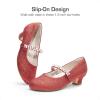 image:imageDREAM PAIRS Girls Dress Shoes Low Heels for Little Big Girl Mary Jane Shoes with Pearl Rhinestones Flower Girl Pumps Princess Wedding PartyRed
