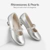 image:imageDREAM PAIRS Girls Dress Shoes Low Heels for Little Big Girl Mary Jane Shoes with Pearl Rhinestones Flower Girl Pumps Princess Wedding PartySilver
