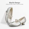 image:imageDREAM PAIRS Girls Dress Shoes Low Heels for Little Big Girl Mary Jane Shoes with Pearl Rhinestones Flower Girl Pumps Princess Wedding PartySilver