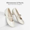 image:imageDREAM PAIRS Girls Dress Shoes Low Heels for Little Big Girl Mary Jane Shoes with Pearl Rhinestones Flower Girl Pumps Princess Wedding PartyWhitepat