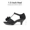 image:imageDREAM PAIRS Girls Sandals Low Heel Dress Pump Ankle T Strap Flower Shoes ToddlerLittle KidBig KidBlack
