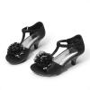 image:imageDREAM PAIRS Girls Sandals Low Heel Dress Pump Ankle T Strap Flower Shoes ToddlerLittle KidBig KidBlack