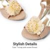 image:imageDREAM PAIRS Girls Sandals Low Heel Dress Pump Ankle T Strap Flower Shoes ToddlerLittle KidBig KidGold
