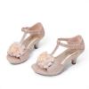 image:imageDREAM PAIRS Girls Sandals Low Heel Dress Pump Ankle T Strap Flower Shoes ToddlerLittle KidBig KidRoseGold