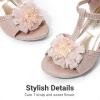 image:imageDREAM PAIRS Girls Sandals Low Heel Dress Pump Ankle T Strap Flower Shoes ToddlerLittle KidBig KidRoseGold