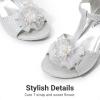 image:imageDREAM PAIRS Girls Sandals Low Heel Dress Pump Ankle T Strap Flower Shoes ToddlerLittle KidBig KidSilver