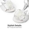 image:imageDREAM PAIRS Girls Sandals Low Heel Dress Pump Ankle T Strap Flower Shoes ToddlerLittle KidBig KidWhite
