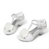 image:imageDREAM PAIRS Girls Sandals Low Heel Dress Pump Ankle T Strap Flower Shoes ToddlerLittle KidBig KidWhite