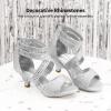 image:imageDREAM PAIRS Girls Sandals Low Heel Dress Pump SandalsSilver