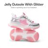 image:imageDREAM PAIRS Girls Sneakers Lace up Lightweight Sparkle StarGlow Breathable Jelly Sole Kids Walking Shoes Casual SportsPinkSilver