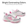 image:imageDREAM PAIRS Girls Sneakers Lace up Lightweight Sparkle StarGlow Breathable Jelly Sole Kids Walking Shoes Casual SportsPinkSilver