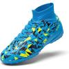 image:imageDREAM PAIRS Boys Girls Indoor Soccer Shoes High Top Football Turf Futsal Shoes for LittleBig KidBlue