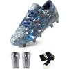 image:imageDREAM PAIRS Boys Girls Soccer Cleats Youth Firm Groud Athletic Outdoor Trainning Football Shoes with Soccer SocksDark GreyNavy