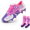 image:imageDREAM PAIRS Boys Girls Soccer Cleats Youth Firm Groud Sport Football Cleats with Soccer Socks for LittleBig KidToddlerWhitePurple