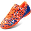 image:imageDREAM PAIRS Boys Girls Turf Indoor Soccer Shoes Lace Up Cleats for LittleBig KidOrangeBlue
