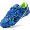 image:imageDREAM PAIRS Boys Girls Turf Indoor Soccer Shoes Lace Up Cleats for LittleBig KidRoyalBlueNeonGreen