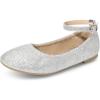 image:imageDREAM PAIRS Girls Dress Shoes Girls Ballerina Flat Ankle Strap Ballet Flats ToddlerLittle KidBig KidSilverGlitter