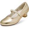 image:imageDREAM PAIRS Girls Dress Shoes Low Heels for Little Big Girl Mary Jane Shoes with Pearl Rhinestones Flower Girl Pumps Princess Wedding PartyGold