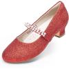 image:imageDREAM PAIRS Girls Dress Shoes Low Heels for Little Big Girl Mary Jane Shoes with Pearl Rhinestones Flower Girl Pumps Princess Wedding PartyRed