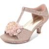 image:imageDREAM PAIRS Girls Sandals Low Heel Dress Pump Ankle T Strap Flower Shoes ToddlerLittle KidBig KidRoseGold