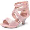 image:imageDREAM PAIRS Girls Sandals Low Heel Dress Pump SandalsPink
