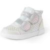 image:imageDREAM PAIRS Girls Shoes Toddler Sneakers Kids High Top Shoes with Hook and Loop Storybook Casual Walking ShoesWhiteRainbow