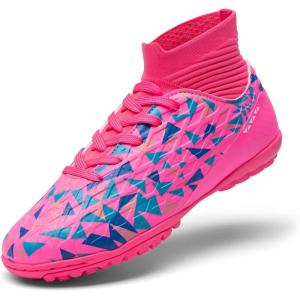 image:imageDREAM PAIRS Boys Girls Indoor Soccer Shoes High Top Football Turf Futsal Shoes for LittleBig KidHot Pink