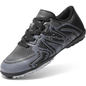image:imageDREAM PAIRS Boys Girls Indoor Turf Soccer Cleats Lace Up Athletic Youth Futsal Football Shoes for LittleBig KidBlackDark GreyWhite